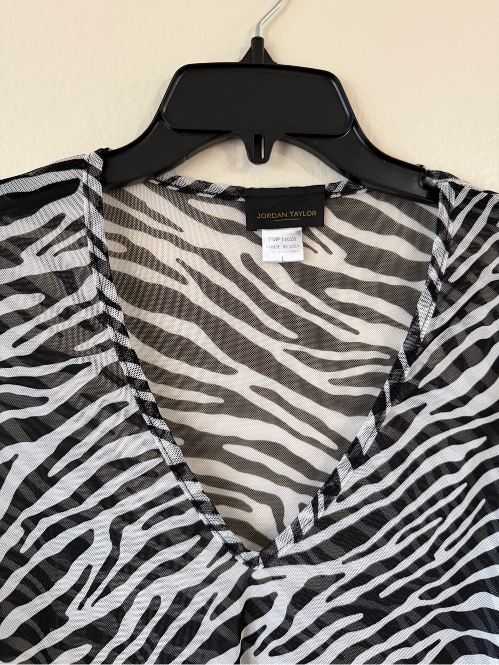Vintage y2k Black and White Zebra Print Swim mesh Coverup made in USA - Picture 2 of 5